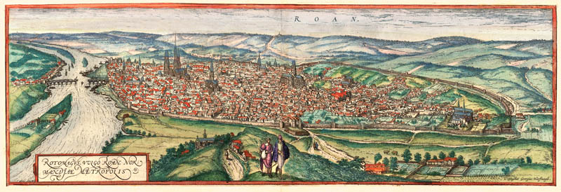 Gezicht op Rouan 1572 Braun en Hogenberg